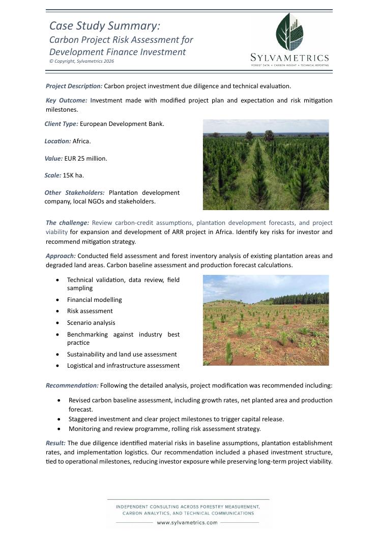 Carbon Project Risk Assessment for Development Finance