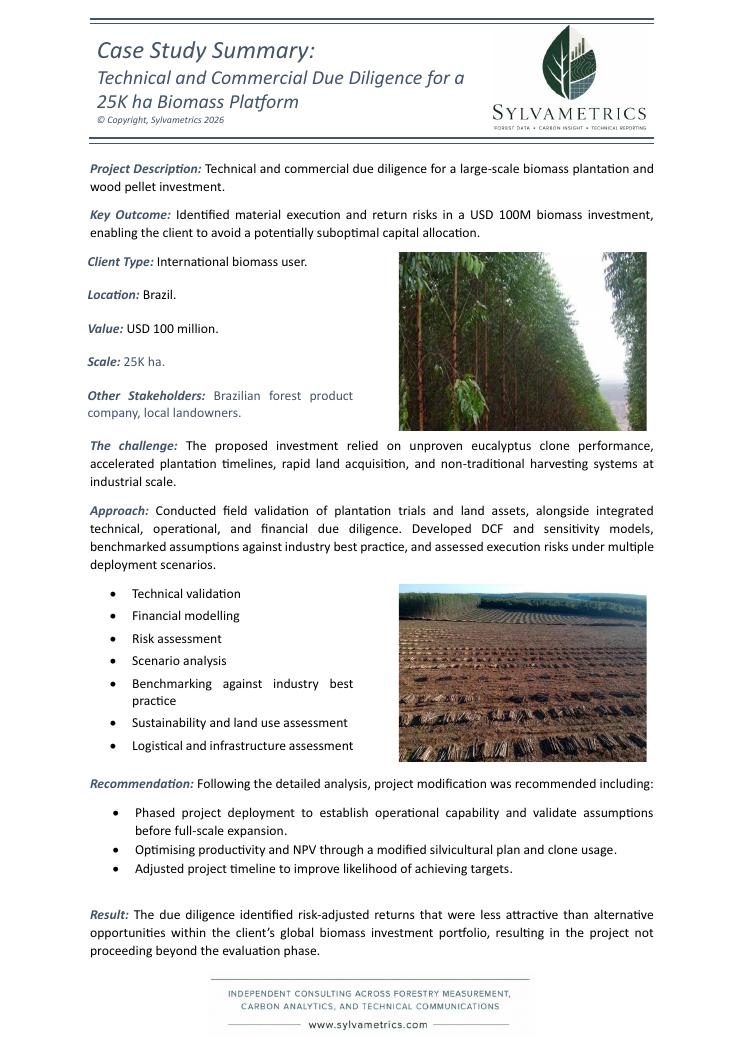 Technical & Commercial Due Diligence for Biomass Platform